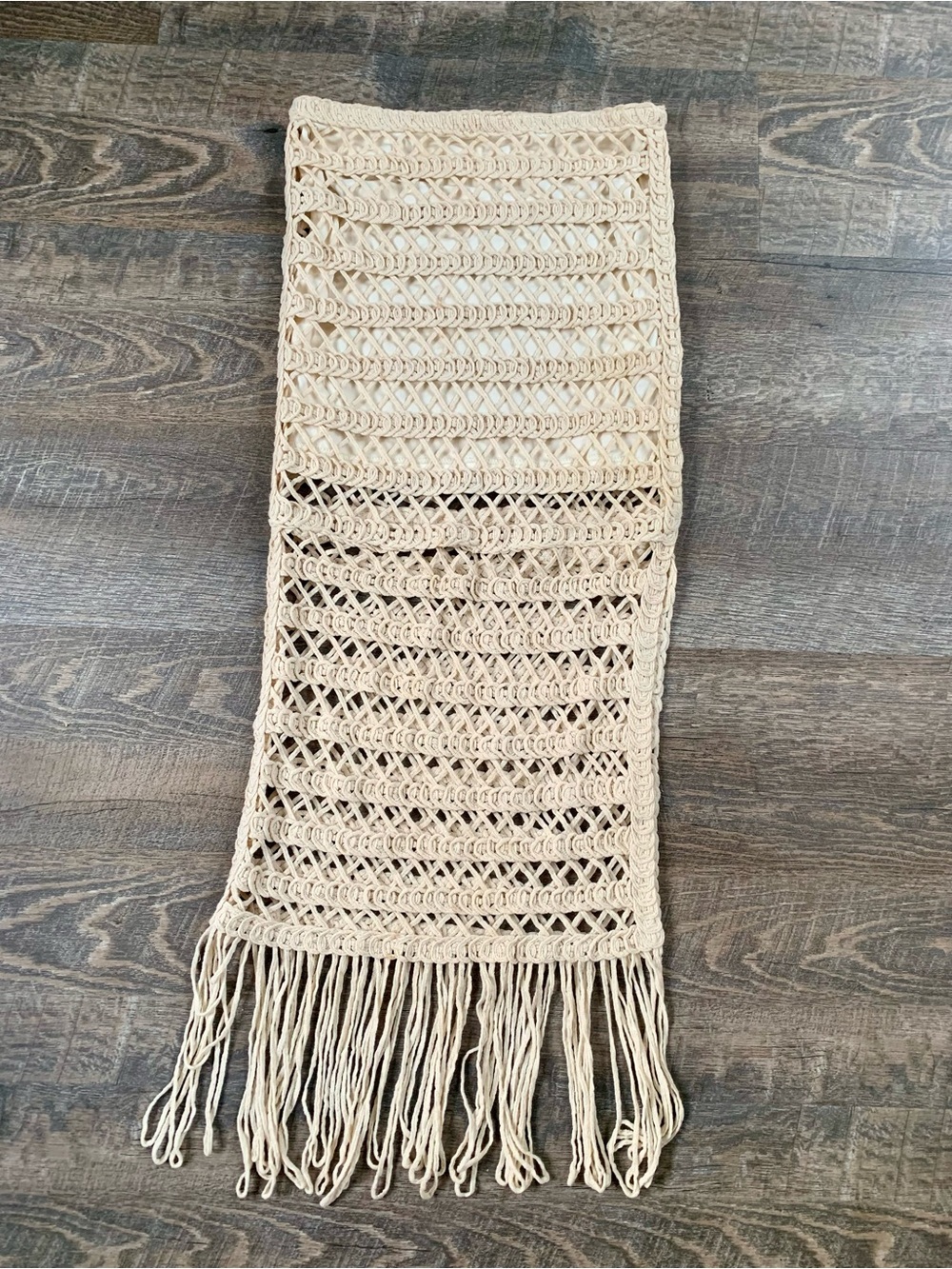 Macrame Boho Crochet Skirt by Zara in Cream